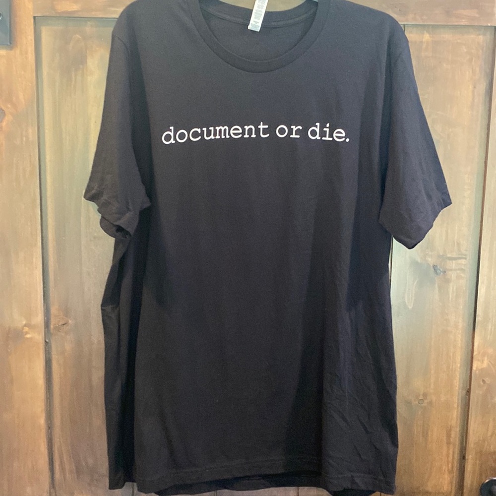 E886-1096 NWOT Document or Die Unisex Black Sz. XL Bella Canvas IT Glue